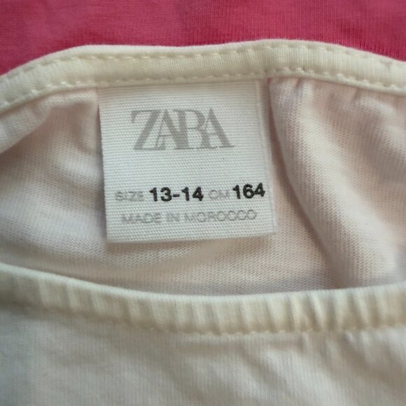 Zara Girls White & Pink Ruffle Sleeve Tops - Size 13-14 (164 cm) - Picture 4 of 8